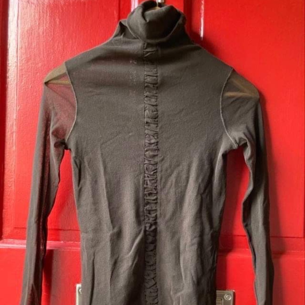 Fuzzi Tulle Mesh Long Sleeve Turtleneck Size Small